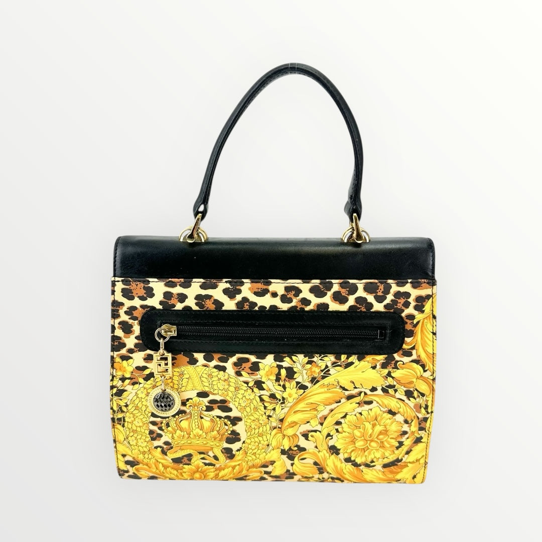 Gianni Versace Black Sunburst Baroque Handbag