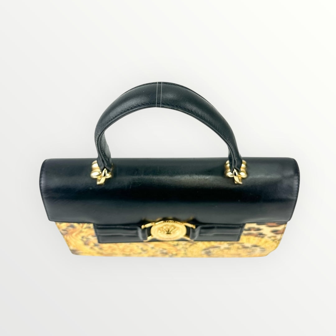 Gianni Versace Black Sunburst Baroque Handbag