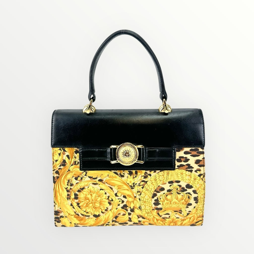 Gianni Versace Black Sunburst Baroque Handbag