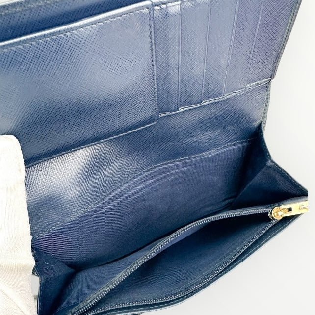 Salvatore Ferragamo Navy Blue Vara Bow Wallet