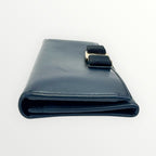 Salvatore Ferragamo Navy Blue Vara Bow Wallet
