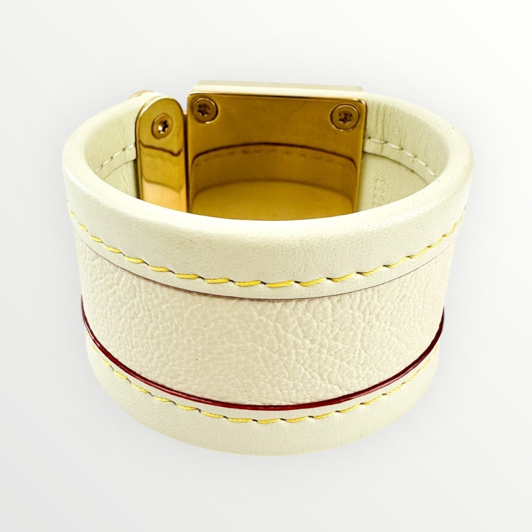 Louis Vuitton Beige Leather Suhail Serrure Bracelet