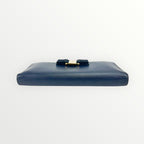 Salvatore Ferragamo Navy Blue Vara Bow Wallet
