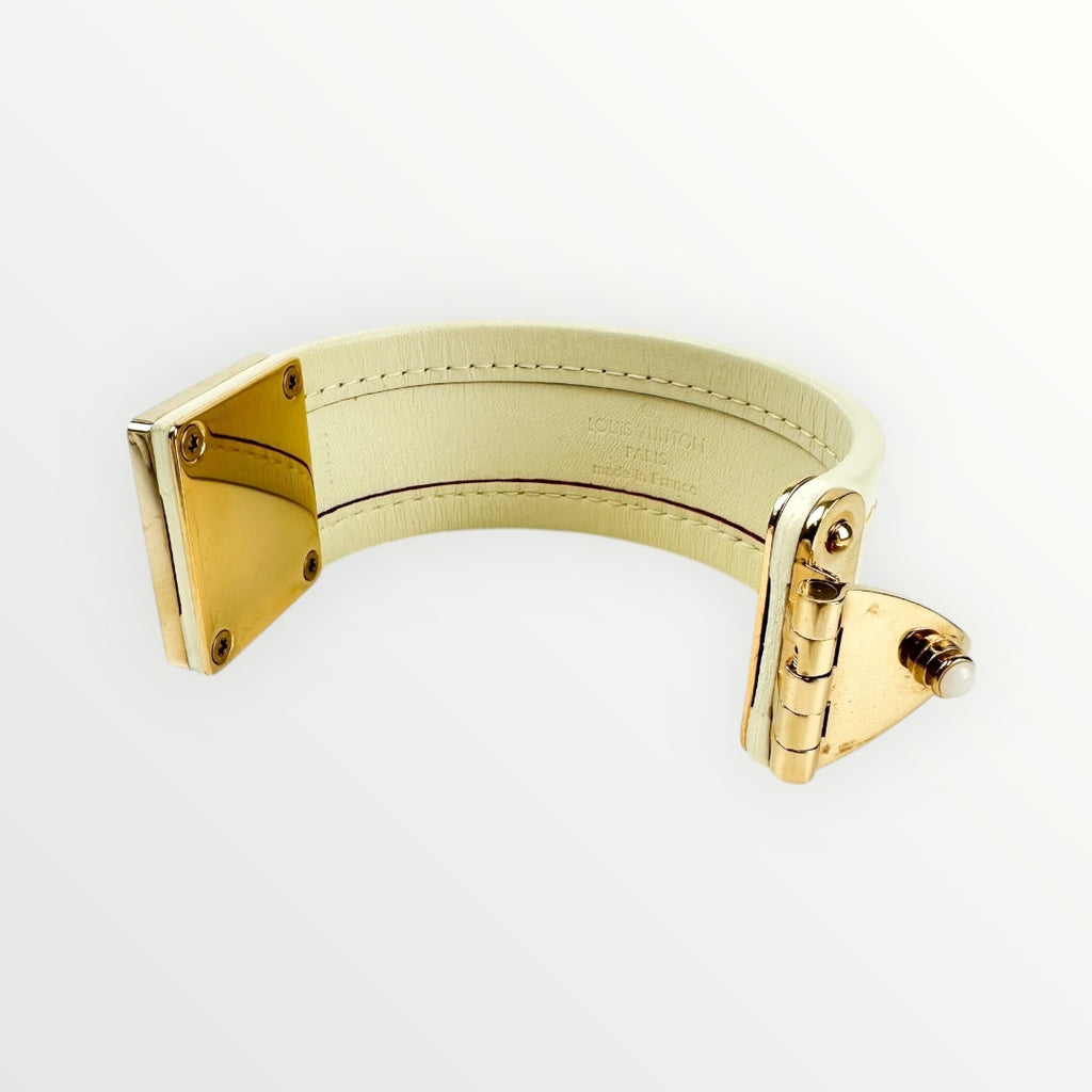 Louis Vuitton Beige Leather Suhail Serrure Bracelet