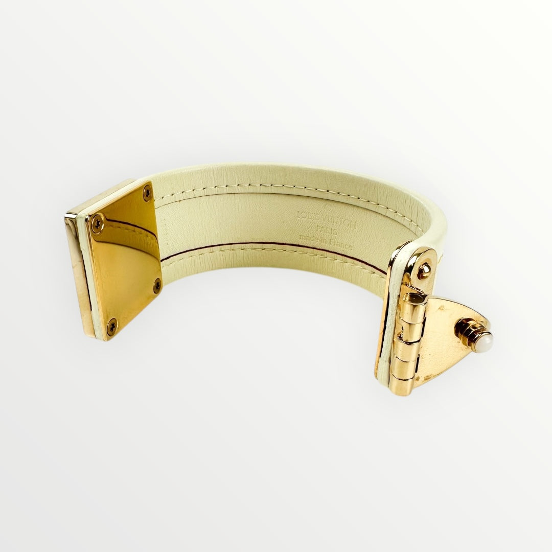 Louis Vuitton Beige Leather Suhail Serrure Bracelet