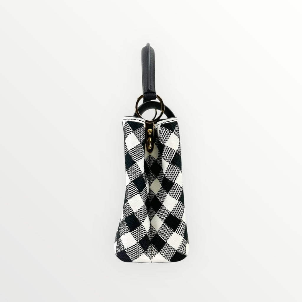 Louis Vuitton Black & White Vichy Print BB Capucines