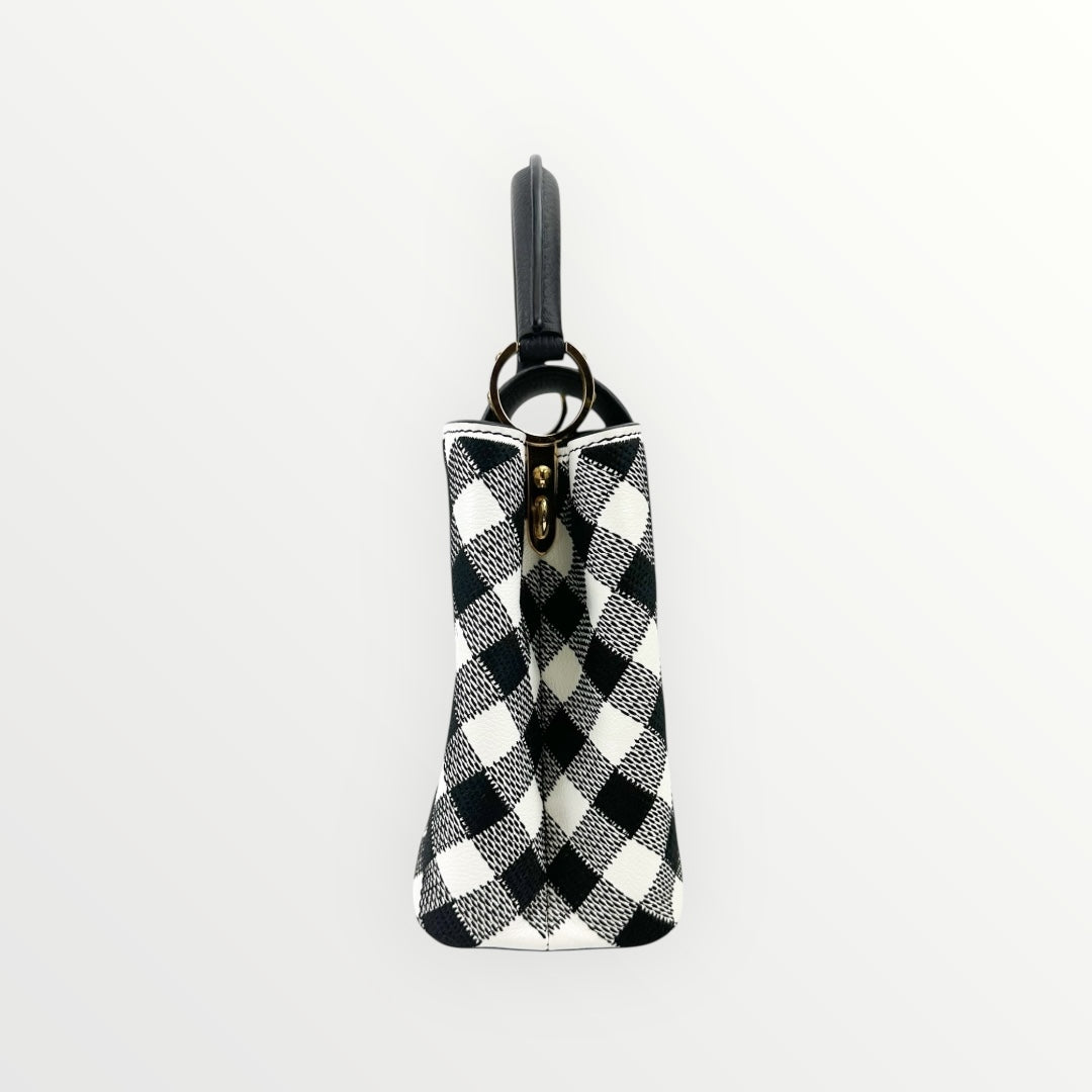 Louis Vuitton Black & White Vichy Print BB Capucines