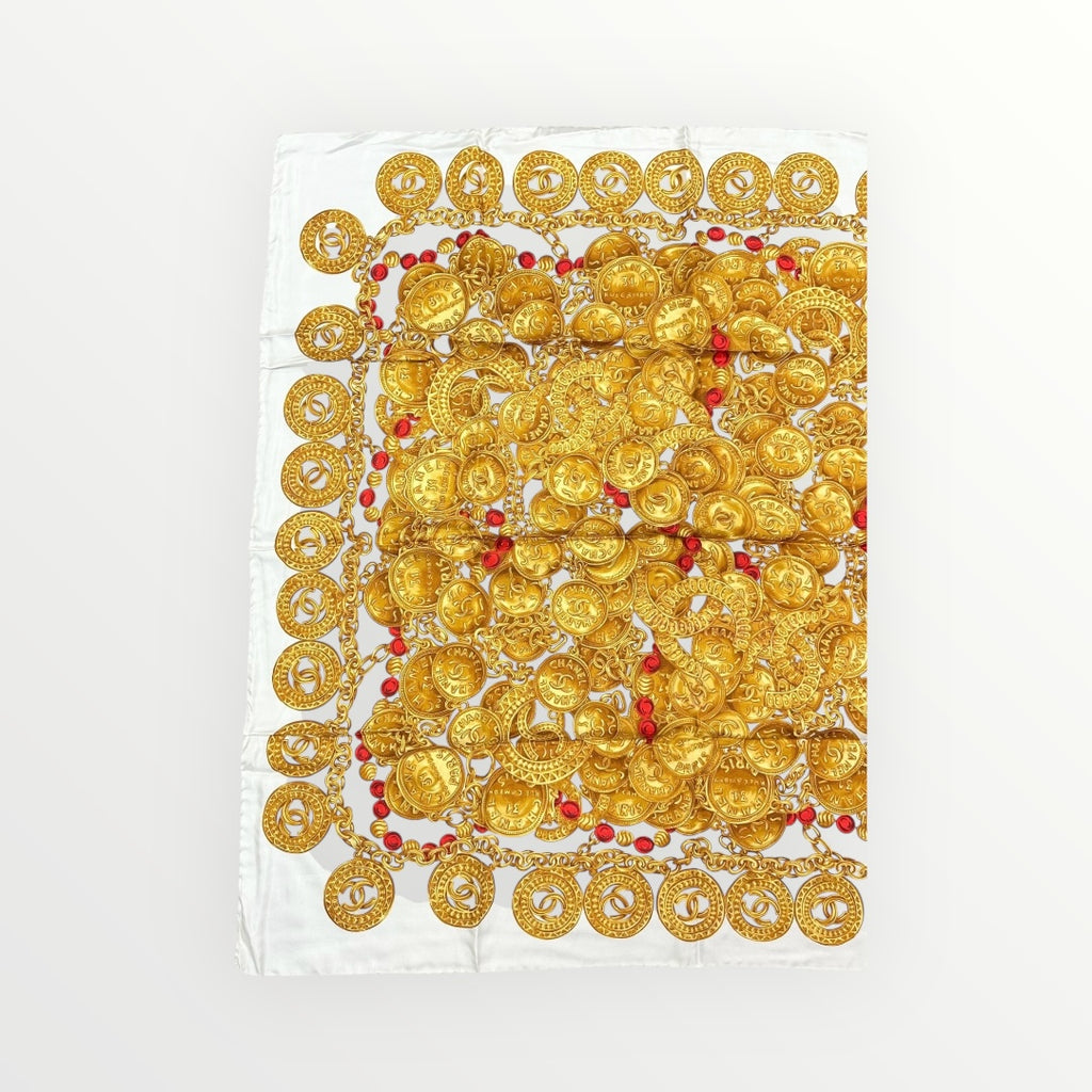 Chanel Cream & Yellow Coco Scarf