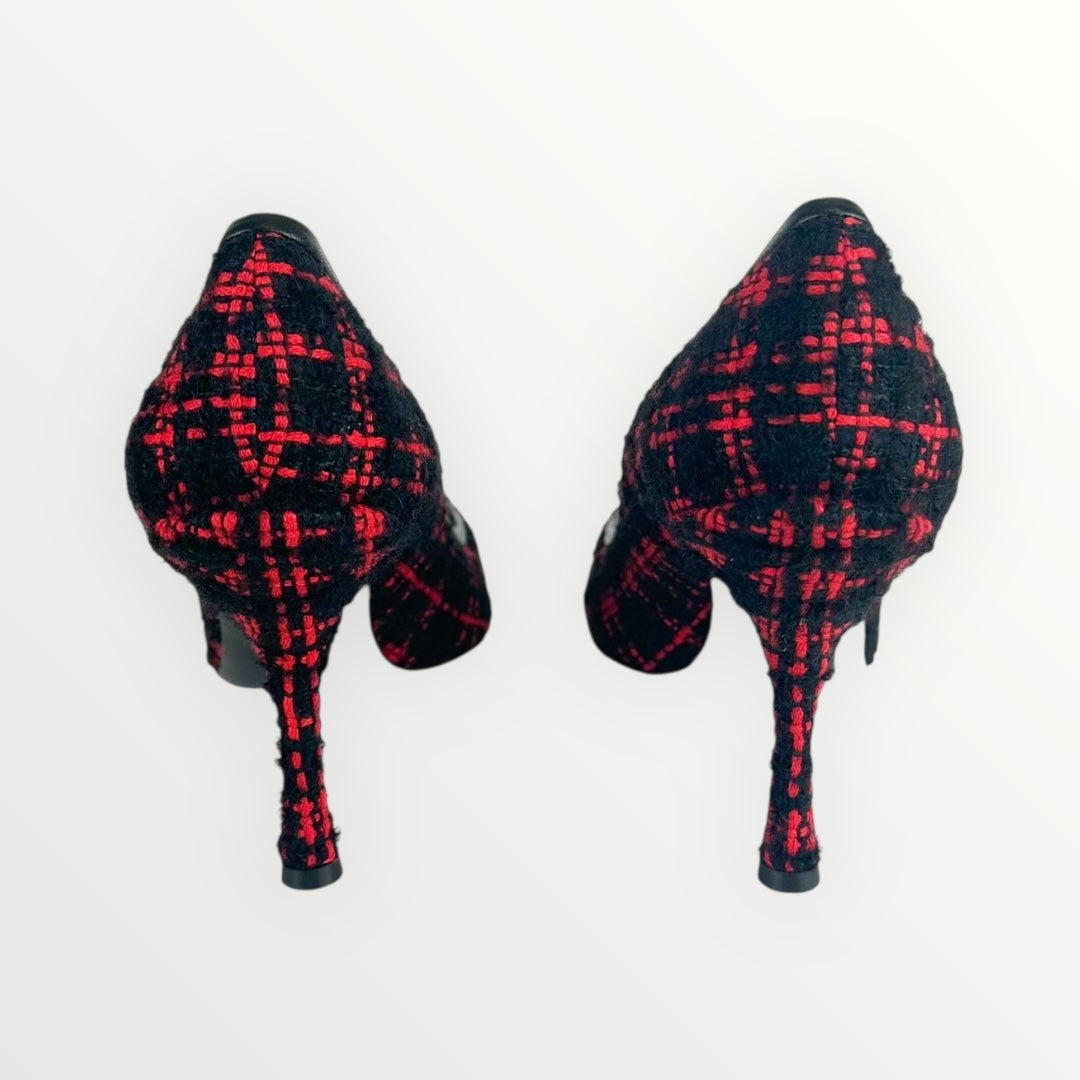 Dolce and Gabbana Black and Red Tweed Pumps Size: 37