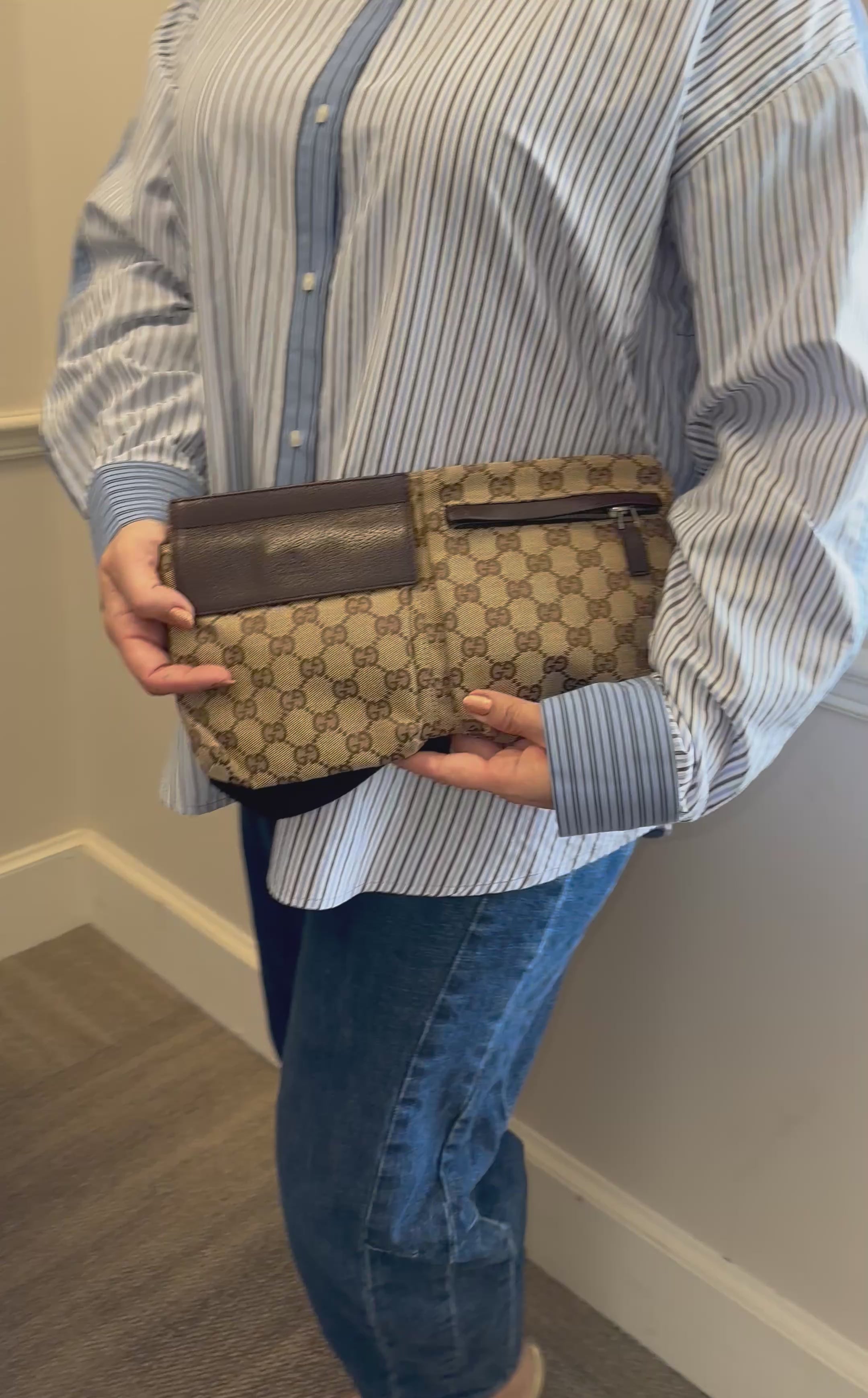 Gucci Brown Canvas Bum Bag