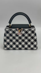 Louis Vuitton Black & White Vichy Print BB Capucines