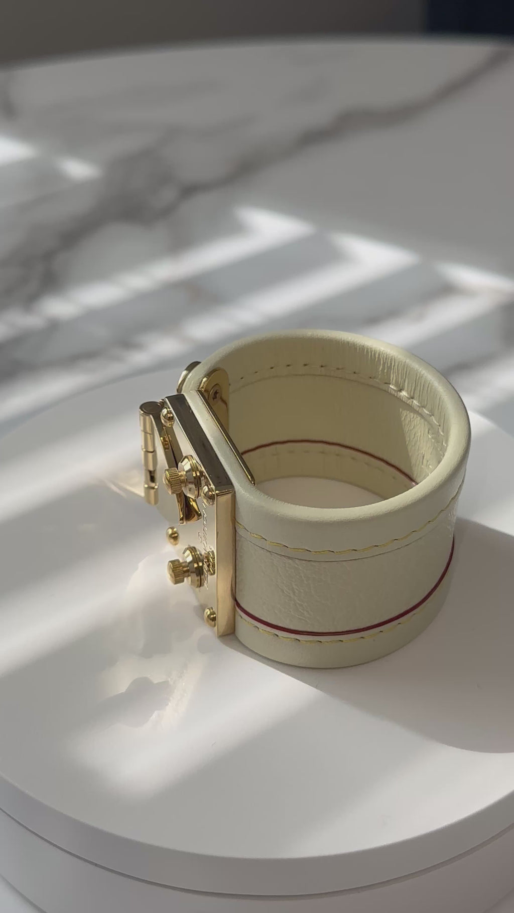 Louis Vuitton Beige Leather Suhail Serrure Bracelet