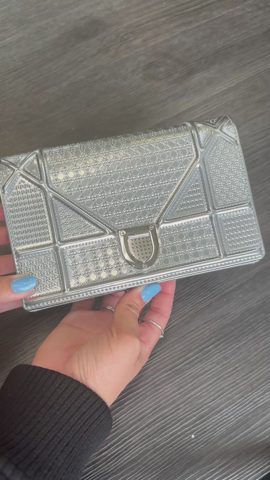 Christian Dior Metallic Silver Diorama Shoulder Bag