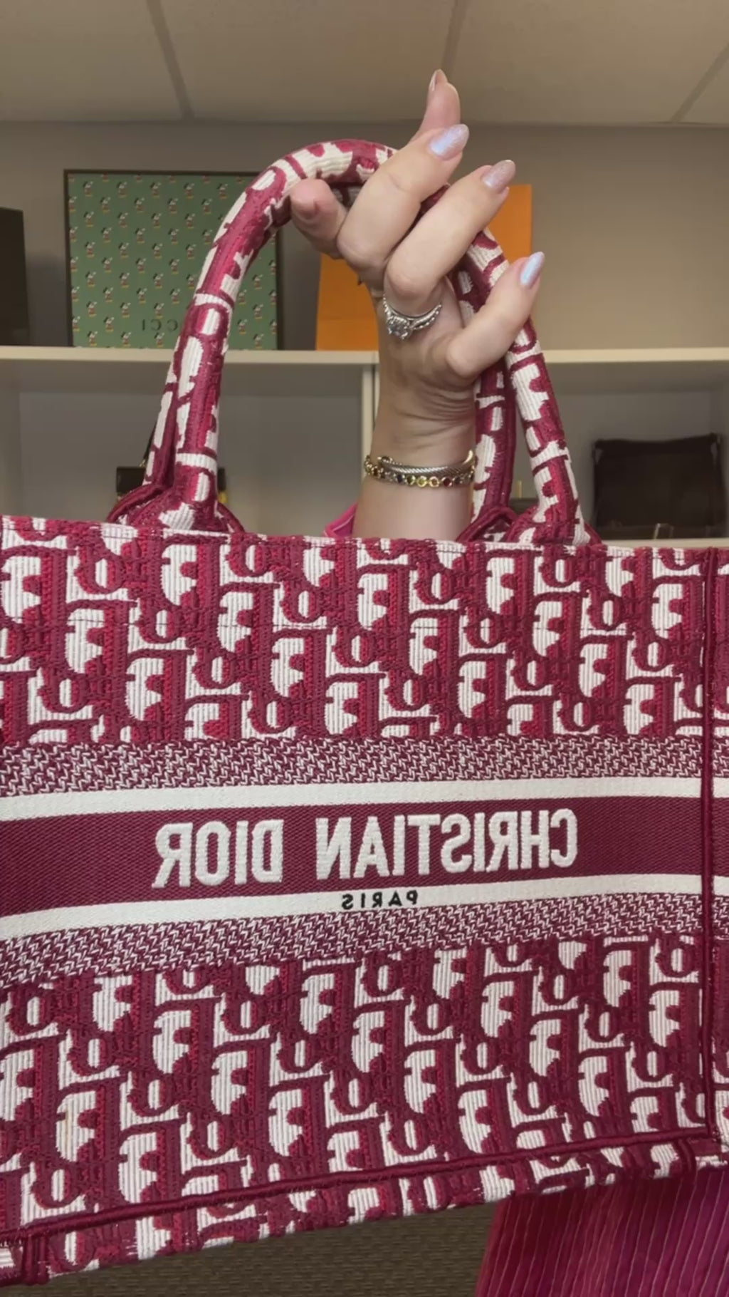 Christian Dior Burgundy Small Book Tote