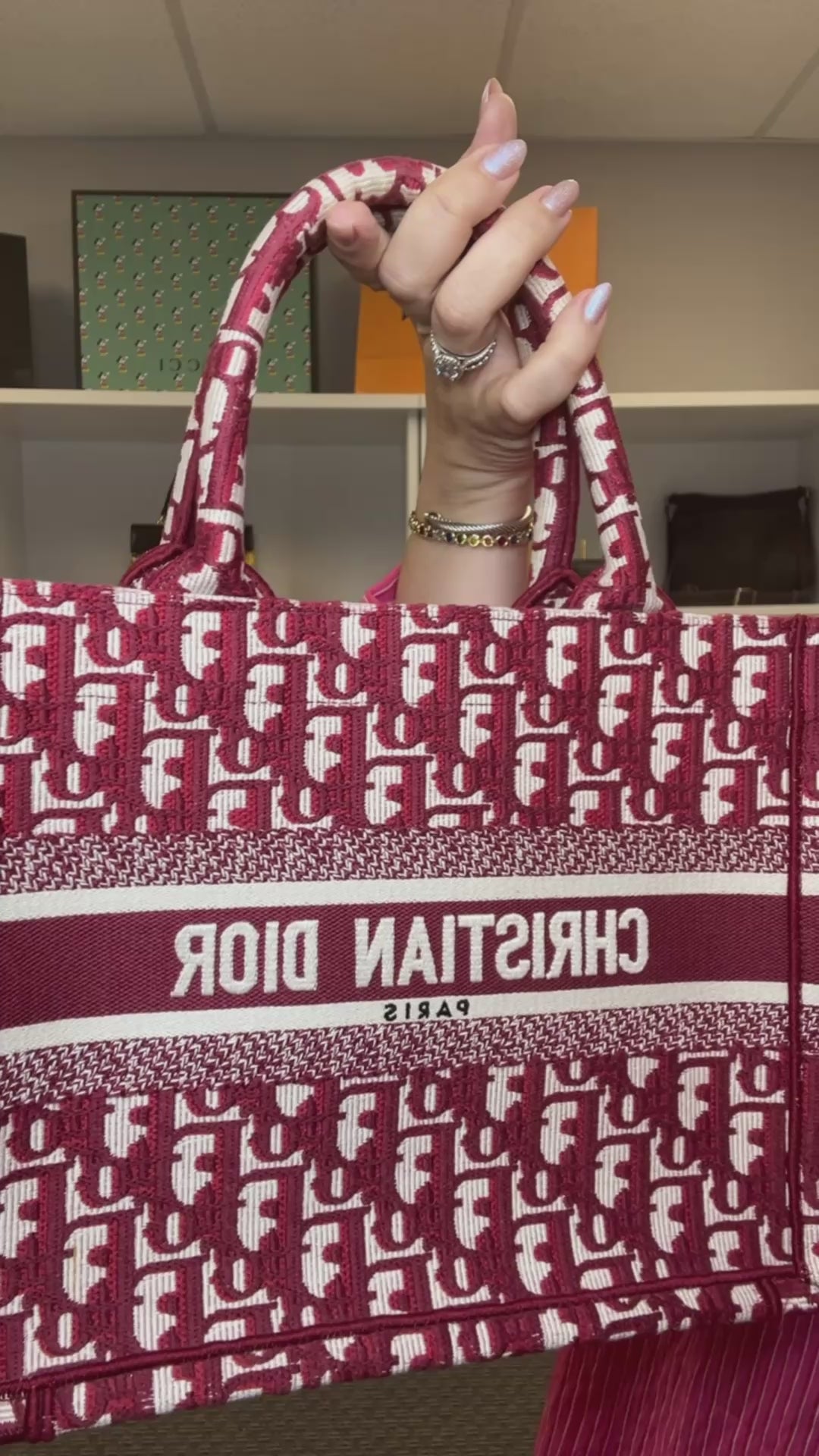 Christian Dior Burgundy Small Book Tote