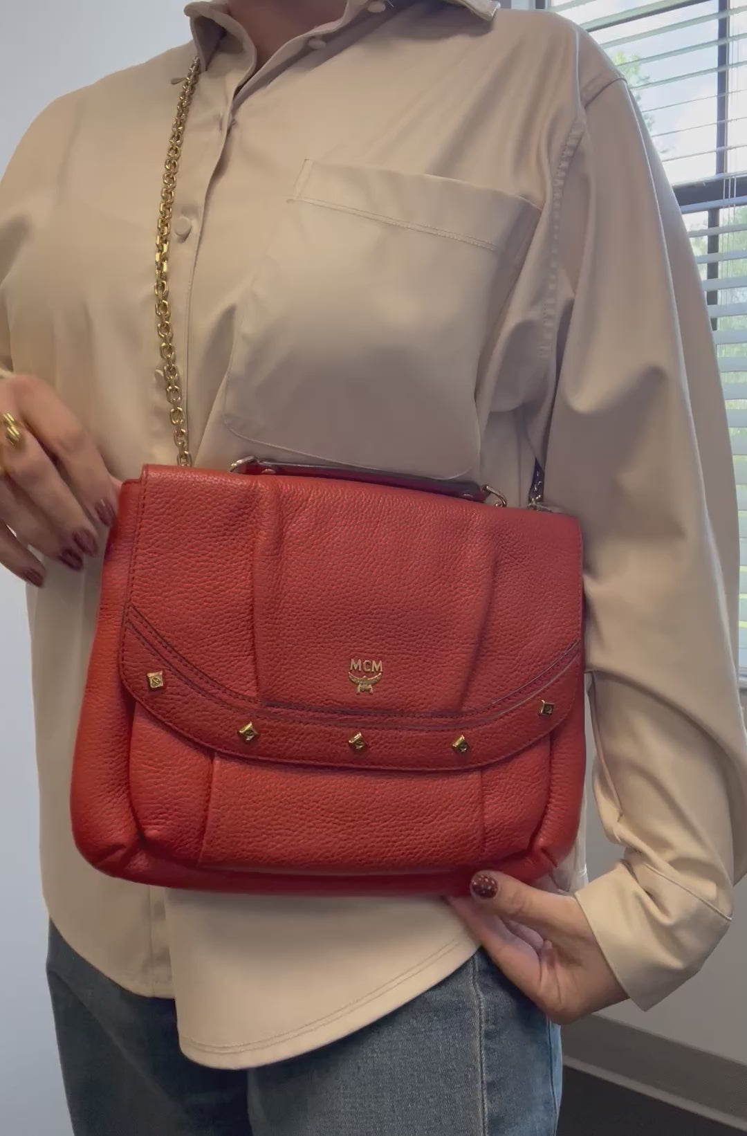 MCM Orange Chain Shoulder Bag