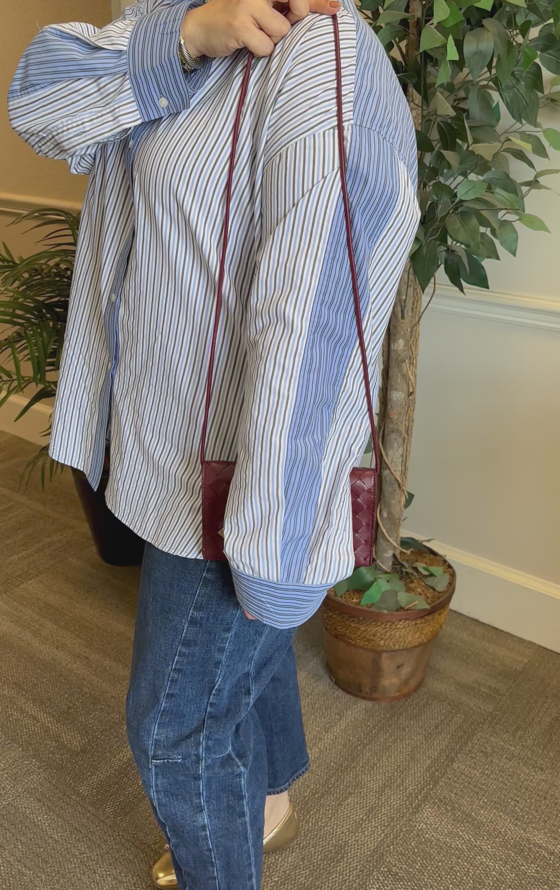 Bottega Veneta Burgundy Nappa Studded Wallet on Strap