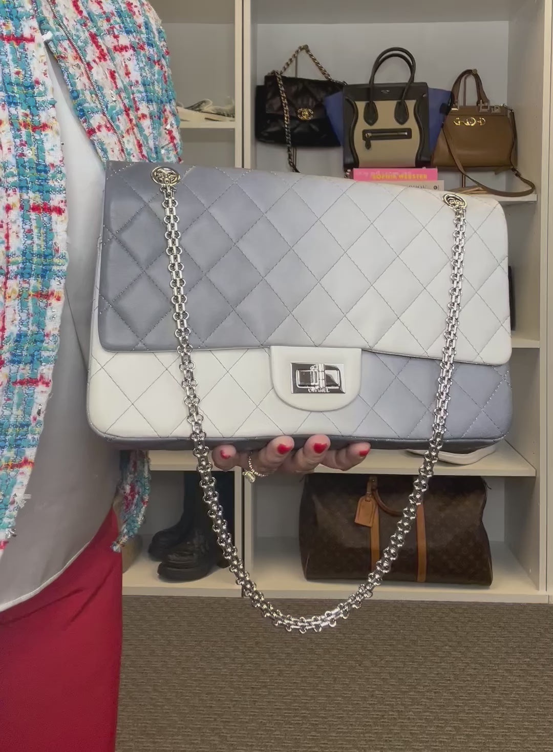 Chanel Silver Degrade Reissue 2.55 227 Shoulder Bag