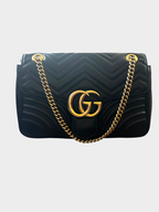 Gucci Black GG Marmont Flap Bag