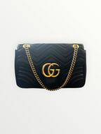 Gucci Black GG Marmont Flap Bag