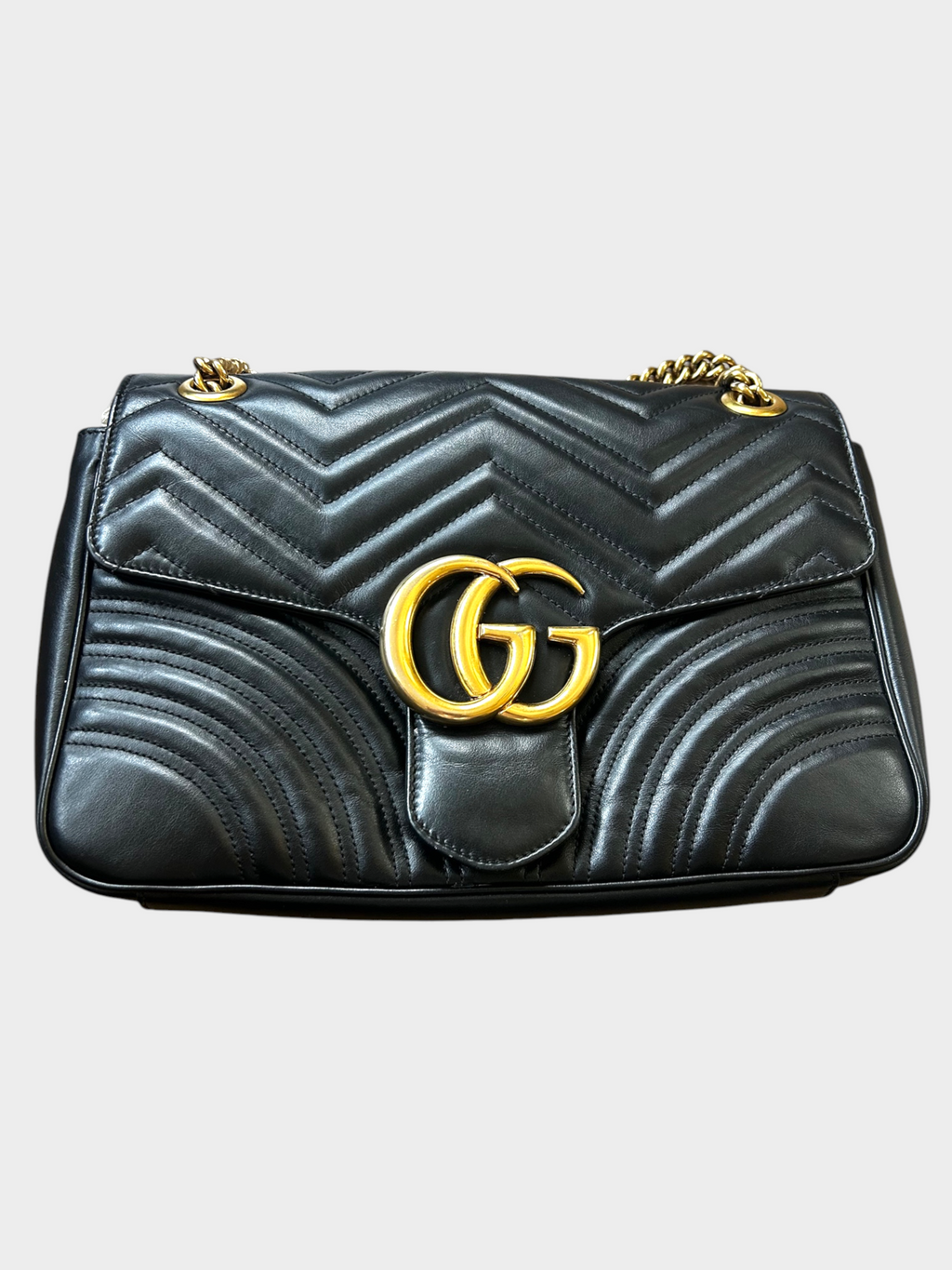 Gucci Black GG Marmont Flap Bag