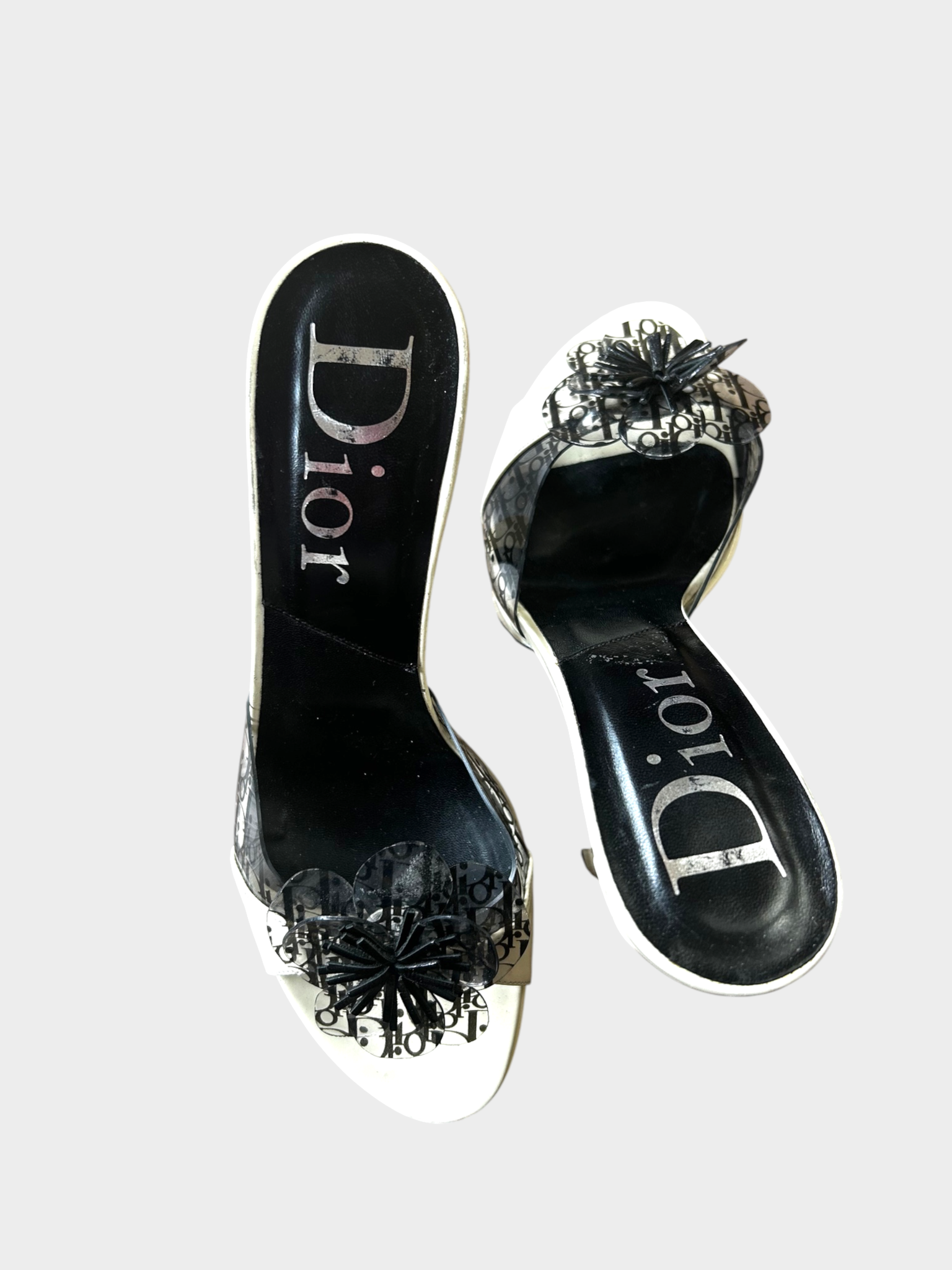 Dior Trotter PVC Flower Diorissimo Mule Heels Size 37