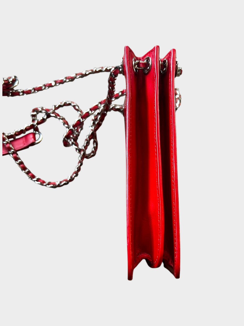 Chanel Red Patent Leather CC Pochette Shoulder Bag