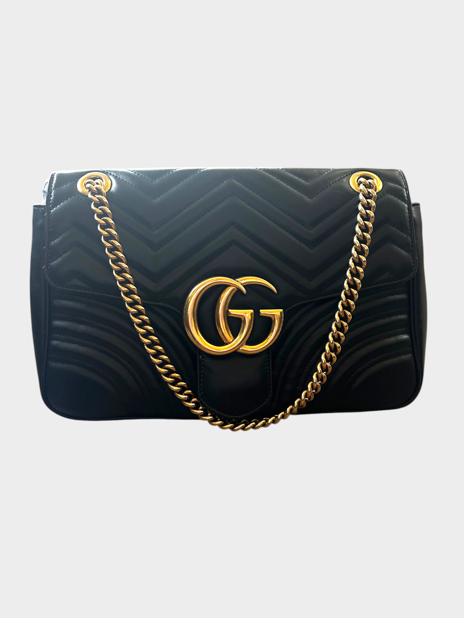 Gucci Black GG Marmont Flap Bag