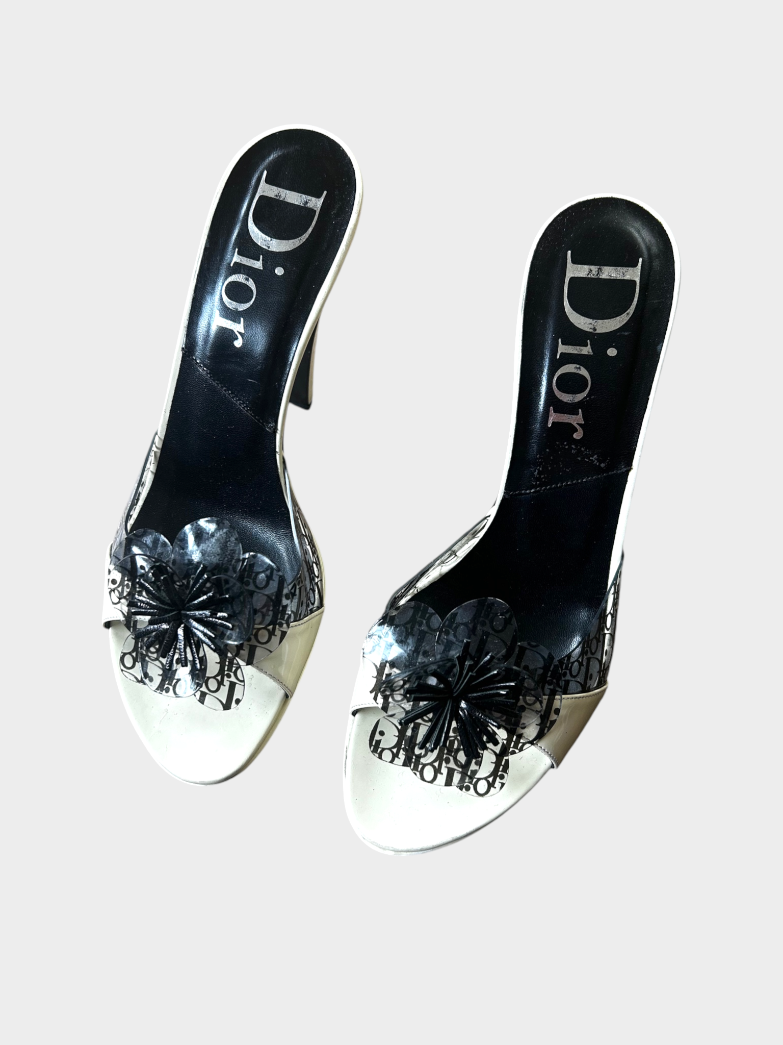 Dior Trotter PVC Flower Diorissimo Mule Heels Size 37