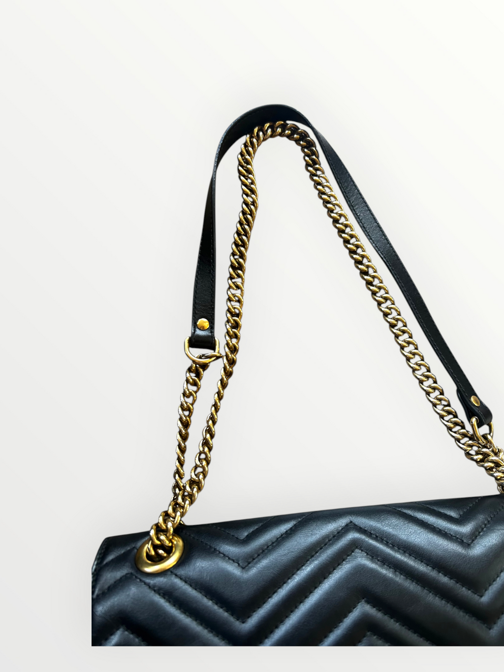 Gucci Black GG Marmont Flap Bag